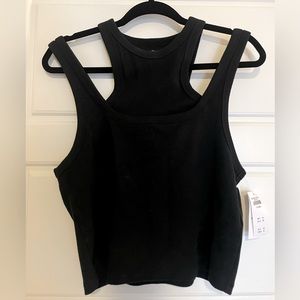 Abercrombie Ribbed Essential Cutout Tank in Black - Size XL - Brand New w/ Tags